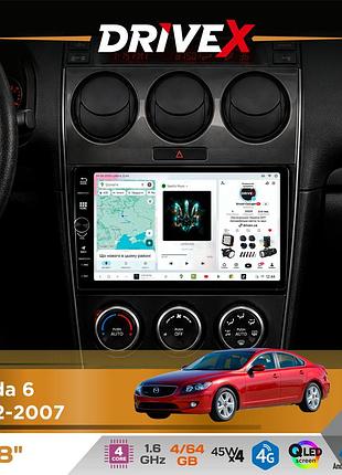 Штатна магнітола для mazda 6 2002-2007 drivex s3 qled 8" з фізичними кнопками android 8-ядерний 1.6ггц 4x64гб sim-картка 3g/4g