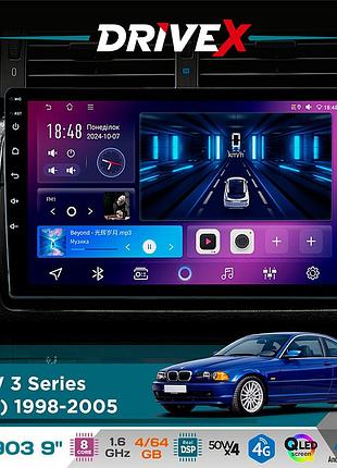 Штатная магнитола для bmw 3 series (e46) 1998-2006 drivex se-903 qled 9" android 8-ядерный 4+64гб sim-карта 3g/4g dsp