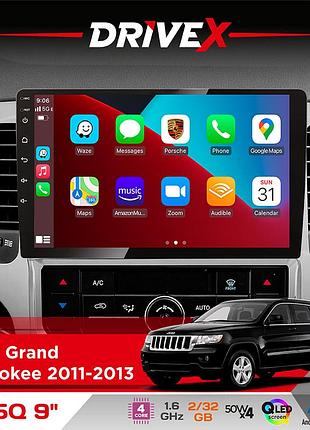 Штатна магнітола для jeep grand cherokee 2011-2013 drivex un5 qled 9" android 4-ядерний 2+32гб 4x45w бездротовий carplay та