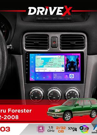 Штатна магнітола для subaru forester 2002-2008 drivex a-903 qled 9" android 4-ядерний 2+32гб 4x50w(tda7851) бездротовий carplay та