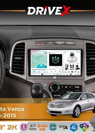 Штатна магнітола для toyota venza 2008-2015 drivex s7 2k qled 9" android 8-ядерний 2.7ггц 6x64гб sim-картка 3g/4g ak7808 ab 4x50w