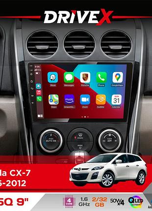 Штатна магнітола для mazda cx-7 2006-2012 drivex un5 qled 9" android 4-ядерний 2+32гб 4x45w бездротовий carplay та androidauto