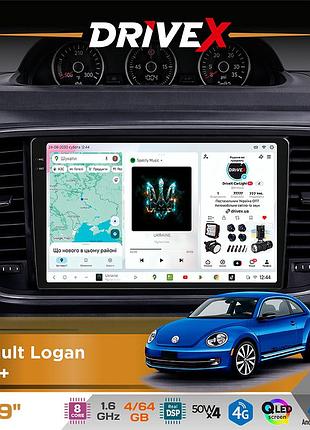 Штатна магнітола для volkswagen beetle 2011-2019 drivex s4 qled 9" android 8-ядерний 1.6ггц 4x64гб sim-картка 3g/4g tda7851 4x50w