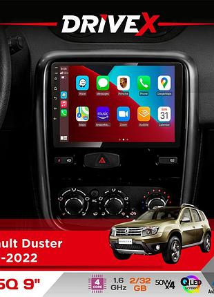 Штатна магнітола для renault duster 2010-2022 drivex un5 qled 9" android 4-ядерний 2+32гб 4x45w бездротовий carplay та androidauto