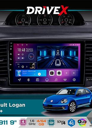 Штатна магнітола для volkswagen beetle 2011-2019 drivex se-911 4+64гб qled 9" android 4-ядерний 4x50w(tda7851) dsp бездротовий