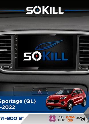 Штатная магнитола для kia sportage (ql) 2018-2022 sokill delta-900 9" android 4-ядерный 2+64гб 4x45w беспроводной carplay и