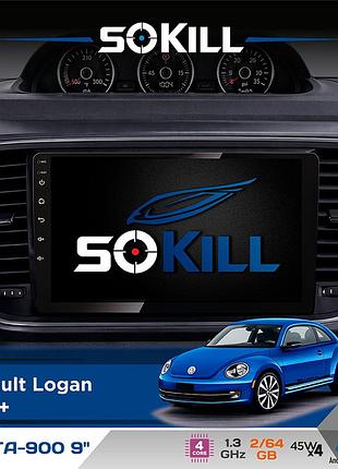Штатная магнитола для volkswagen beetle 2011-2019 sokill delta-900 9" android 4-ядерный 2+64гб 4x45w беспроводной carplay и