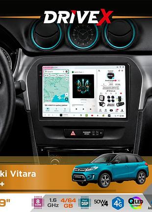 Штатная магнитола для suzuki vitara 2015+ drivex s4 qled 9" android 8-ядерный 1.6ггц 4x64гб sim-карта 3g/4g tda7851 4x50w dsp