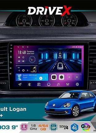 Штатная магнитола для volkswagen beetle 2011-2019 drivex se-903 qled 9" android 8-ядерный 4+64гб sim-карта 3g/4g dsp