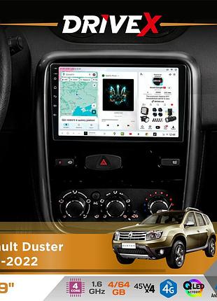 Штатная магнитола для renault duster 2010-2022 drivex s3 qled 9" android 8-ядерный 1.6ггц 4x64гб sim-карта 3g/4g 7388 4x45w asp