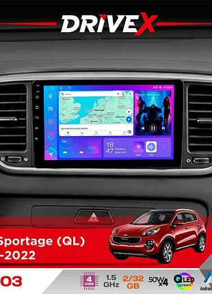 Штатна магнітола для kia sportage (ql) 2018-2022 drivex a-903 qled 9" android 4-ядерний 2+32гб 4x50w(tda7851) бездротовий carplay