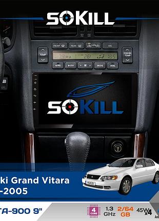 Штатная магнитола для suzuki grand vitara 1998-2005 sokill delta-900 9" android 4-ядерный 2+64гб 4x45w беспроводной carplay и