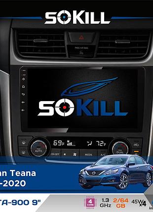 Штатная магнитола для nissan teana 2012-2020 sokill delta-900 9" android 4-ядерный 2+64гб 4x45w беспроводной carplay и androidauto