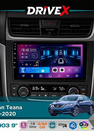 Штатная магнитола для nissan teana 2012-2020 drivex se-903 qled 9" android 8-ядерный 4+64гб sim-карта 3g/4g dsp 4x50w(tda7851)