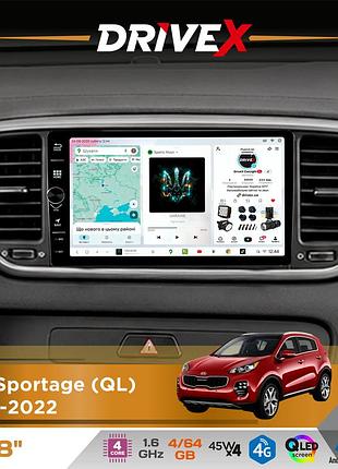Штатная магнитола для kia sportage (ql) 2018-2022 drivex s3 qled 8" с физическими кнопками android 8-ядерный 1.6ггц 4x64гб sim-карта