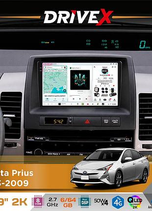 Штатная магнитола для toyota prius 2003-2009 drivex s7 2k qled 9" android 8-ядерный 2.7ггц 6x64гб sim-карта 3g/4g ak7808 ab 4x50w