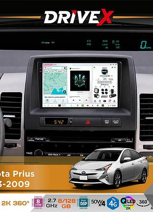 Штатная магнитола для toyota prius 2003-2009 drivex s7+ 2k qled 9" android 8-ядерный 2.7ггц 8x128гб sim-карта 3g/4g ak7808 ab