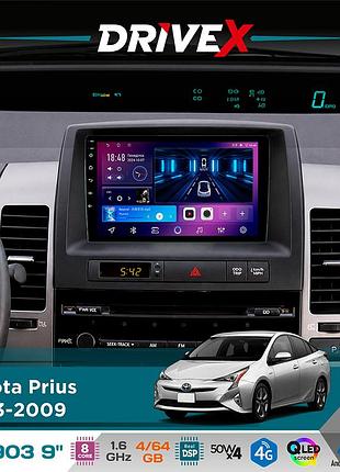 Штатная магнитола для toyota prius 2003-2009 drivex se-903 qled 9" android 8-ядерный 4+64гб sim-карта 3g/4g dsp 4x50w(tda7851)