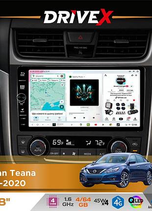 Штатная магнитола для nissan teana 2012-2020 drivex s3 qled 8" с физическими кнопками android 8-ядерный 1.6ггц 4x64гб sim-карта