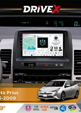 Штатная магнитола для toyota prius 2003-2009 drivex s3 qled 9" android 8-ядерный 1.6ггц 4x64гб sim-карта 3g/4g 7388 4x45w asp