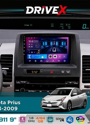 Штатная магнитола для toyota prius 2003-2009 drivex se-911 4+64гб qled 9" android 4-ядерный 4x50w(tda7851) dsp беспроводной carplay