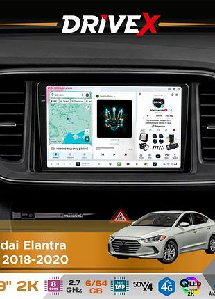 Штатная магнитола для hyundai elantra (ad) 2018-2020 drivex s7 2k qled 9" android 8-ядерный 2.7ггц 6x64гб sim-карта 3g/4g ak7808