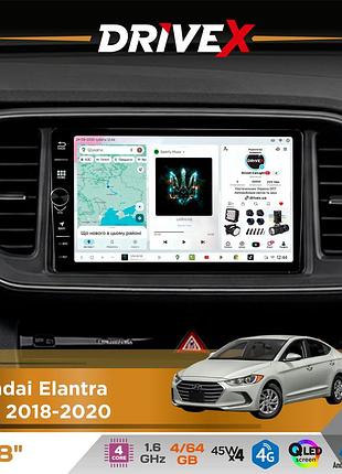 Штатная магнитола для hyundai elantra (ad) 2018-2020 drivex s3 qled 8" с физическими кнопками android 8-ядерный 1.6ггц 4x64гб