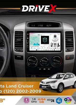 Штатная магнитола для toyota land cruiser prado (120) 2002-2009 drivex s3 qled 8" с физическими кнопками android 8-ядерный 1.6ггц