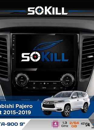 Штатная магнитола для mitsubishi pajero sport 2015-2019 sokill delta-900 9" android 4-ядерный 2+64гб 4x45w беспроводной carplay и