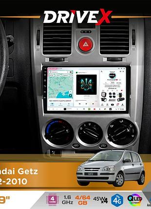 Штатная магнитола для hyundai getz 2002-2010 drivex s3 qled 9" android 8-ядерный 1.6ггц 4x64гб sim-карта 3g/4g 7388 4x45w asp