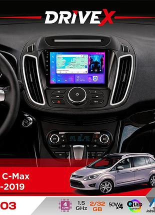 Штатная магнитола для ford c-max 2010-2019 drivex a-903 qled 9" android 4-ядерный 2+32гб 4x50w(tda7851) беспроводной carplay и