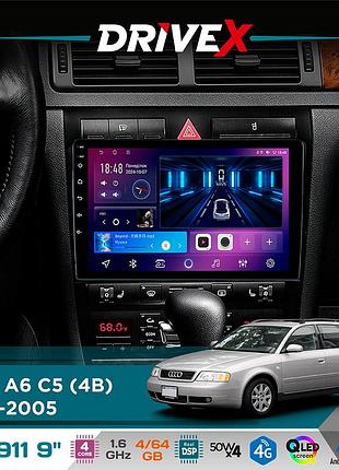 Штатная магнитола для audi a6 c5 (4b) 1997-2005 drivex se-911 4+64гб qled 9" android 4-ядерный 4x50w(tda7851) dsp беспроводной