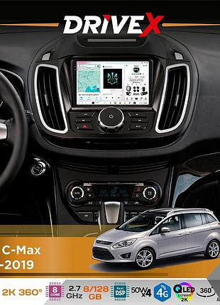 Штатная магнитола для ford c-max 2010-2019 drivex s7+ 2k qled 9" android 8-ядерный 2.7ггц 8x128гб sim-карта 3g/4g ak7808 ab 4x50w