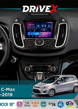 Штатная магнитола для ford c-max 2010-2019 drivex se-903 qled 9" android 8-ядерный 4+64гб sim-карта 3g/4g dsp 4x50w(tda7851)