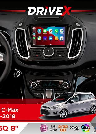 Штатная магнитола для ford c-max 2010-2019 drivex un5 qled 9" android 4-ядерный 2+32гб 4x45w беспроводной carplay и androidauto