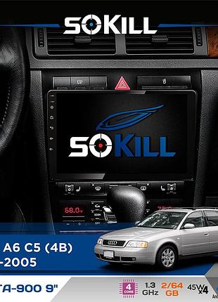 Штатная магнитола для audi a6 c5 (4b) 1997-2005 sokill delta-900 9" android 4-ядерный 2+64гб 4x45w беспроводной carplay и