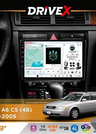 Штатная магнитола для audi a6 c5 (4b) 1997-2005 drivex s3 qled 9" android 8-ядерный 1.6ггц 4x64гб sim-карта 3g/4g 7388 4x45w asp