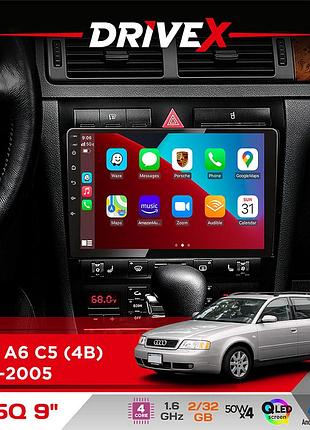 Штатная магнитола для audi a6 c5 (4b) 1997-2005 drivex un5 qled 9" android 4-ядерный 2+32гб 4x45w беспроводной carplay и