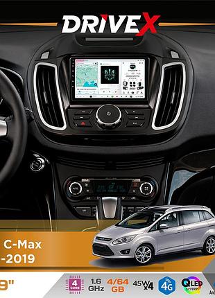 Штатная магнитола для ford c-max 2010-2019 drivex s3 qled 9" android 8-ядерный 1.6ггц 4x64гб sim-карта 3g/4g 7388 4x45w asp tm2313
