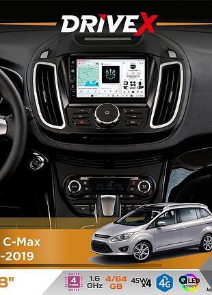 Штатная магнитола для ford c-max 2010-2019 drivex s3 qled 8" с физическими кнопками android 8-ядерный 1.6ггц 4x64гб sim-карта 3g/4g