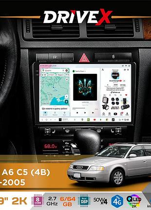Штатная магнитола для audi a6 c5 (4b) 1997-2005 drivex s7 2k qled 9" android 8-ядерный 2.7ггц 6x64гб sim-карта 3g/4g ak7808 ab