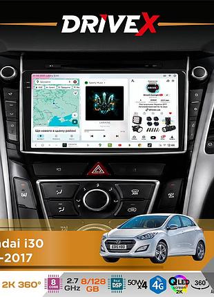 Штатная магнитола для hyundai i30 2012-2017 drivex s7+ 2k qled 9" android 8-ядерный 2.7ггц 8x128гб sim-карта 3g/4g ak7808 ab 4x50w