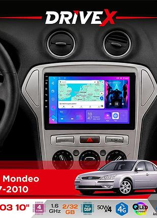 Штатная магнитола для ford mondeo 2007-2010 drivex a-1003 qled 10" android 2+32гб 4-ядерный 4x50w(tda7851) беспроводной carplay и