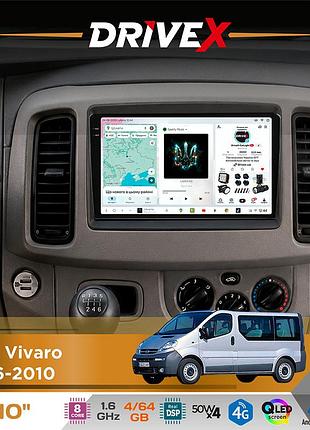Штатная магнитола для nissan primastar 2006-2014 drivex s4 qled 10" android 8-ядерный 1.6ггц 4x64гб sim-карта 3g/4g tda7851 4x50w