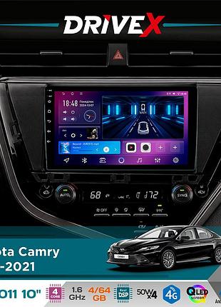 Штатная магнитола для toyota camry 2018-2021 drivex se-1011 qled 10" android 4-ядерный 4+64гб dsp 4x50w(tda7851) беспроводной