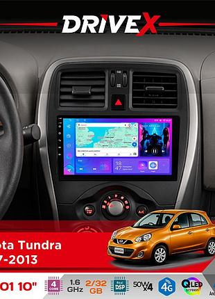Штатная магнитола для toyota tundra 2007-2013 drivex a-1001 10" android 4-ядерный 2+32гб 4x45w беспроводной carplay и androidauto