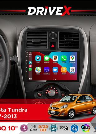 Штатная магнитола для toyota tundra 2007-2013 drivex un8 qled 10" android 4-х32гб 4x45w беспроводной carplay и androidauto