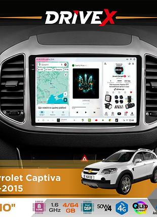 Штатная магнитола для chevrolet captiva (c140) 2011-2018 drivex s4 qled 10" android 8-ядерный 1.6ггц 4x64гб sim-карта 3g/4g