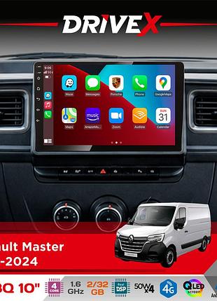 Штатная магнитола для renault master 2019-2024 drivex un8 qled 10" android 4-ядерный 2x32гб 4x45w беспроводной carplay и