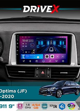 Штатная магнитола для kia optima (jf) 2015-2020 drivex se-911 4+64гб qled 9" android 4-ядерный 4x50w(tda7851) dsp беспроводной